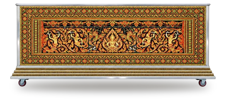 หีบศพปรับอากาศลายสติ๊กเกอร์สีส้มทอง (โลงเย็น)