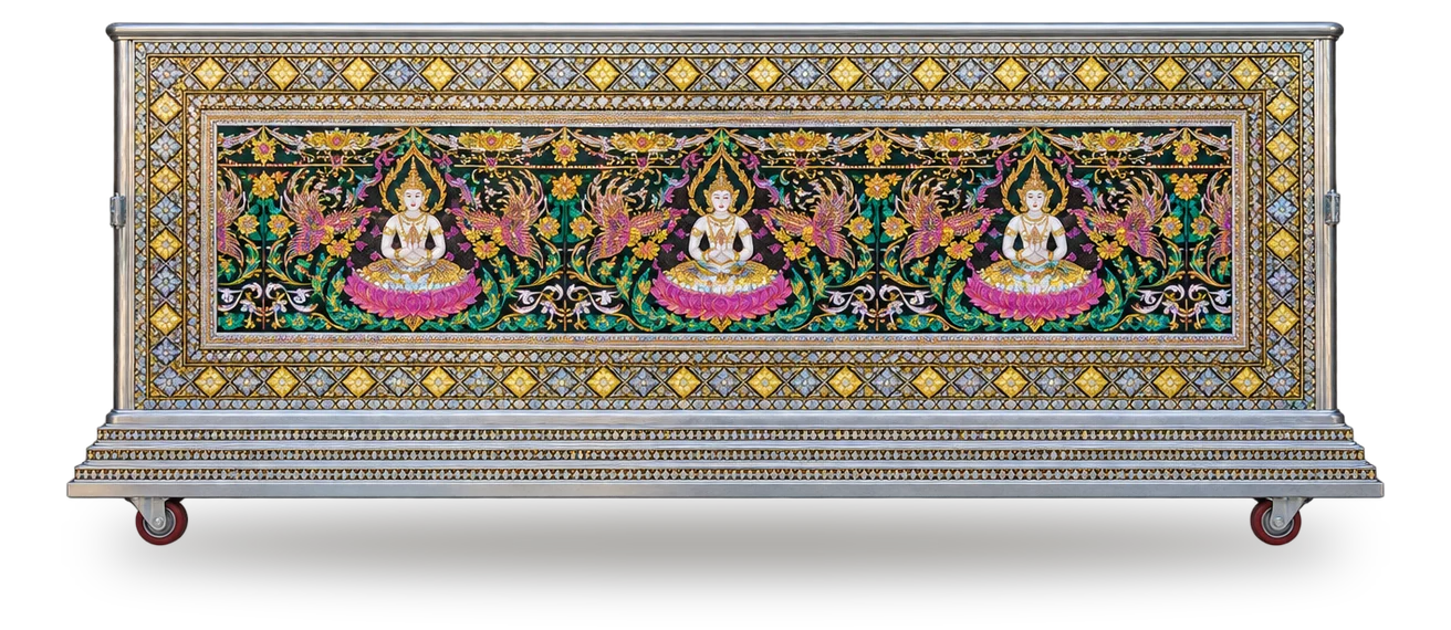 หีบศพปรับอากาศลายเทพพนมหลากสี (โลงเย็น)
