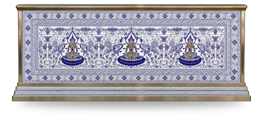 หีบศพปรับอากาศลายครามขาวน้ำเงิน (โลงเย็น)