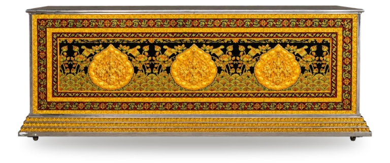 หีบศพปรับอากาศลายสติ๊กเกอร์สีดำทอง (โลงเย็น)