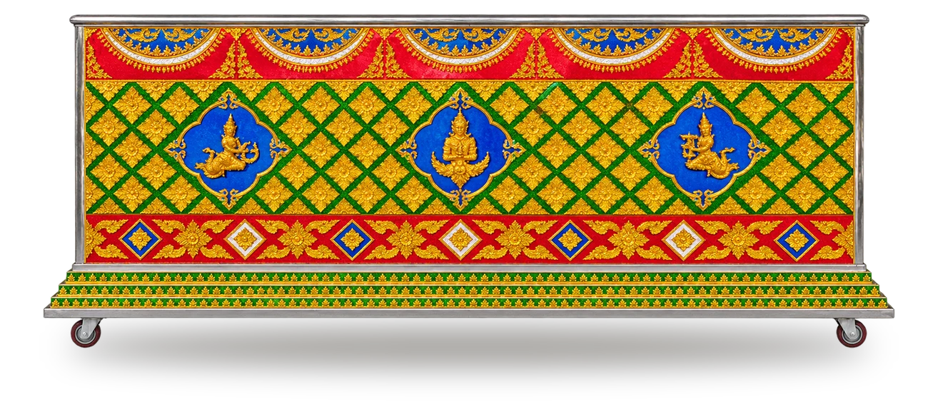 หีบศพปรับอากาศลายไทยสีเขียวแดง (โลงเย็น)