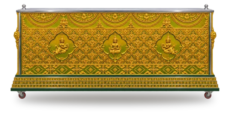 หีบศพปรับอากาศลายนูนสีทอง (โลงเย็น)
