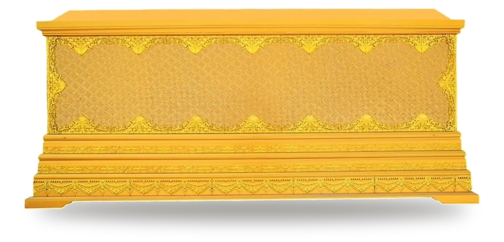 หีบฝาทรงธรรมผ้าประกายทองฐาน 3 ชั้น