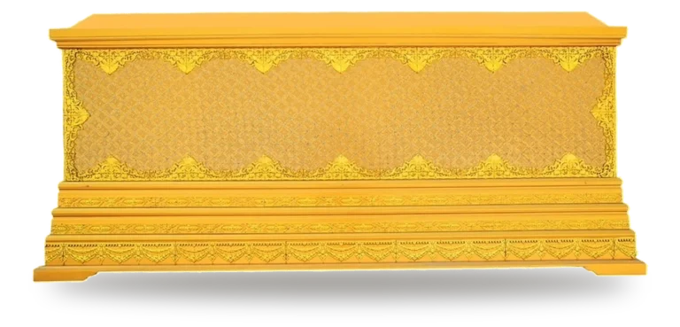 หีบฝาทรงธรรมผ้าประกายทองฐาน 3 ชั้น
