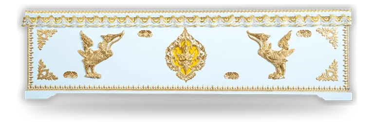 หีบศพสีขาวติดลายเทพพนม